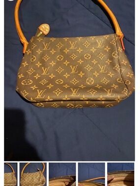 Louis Vuitton Monogram Canvas Shoulder Bag with Tan Strap